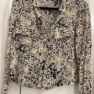 Zara Leopard Print Button-Up Blouse